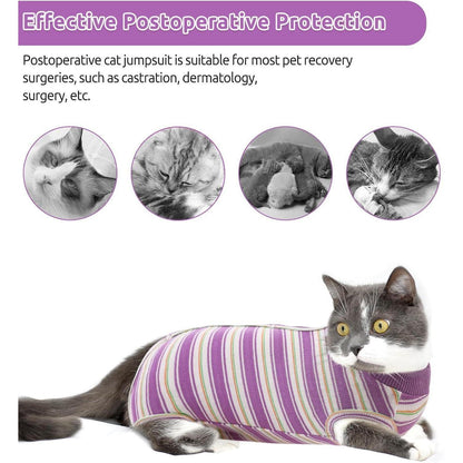 Katzen-OP-Body nach Operation, Bauchwunden-Schutz, Lila M