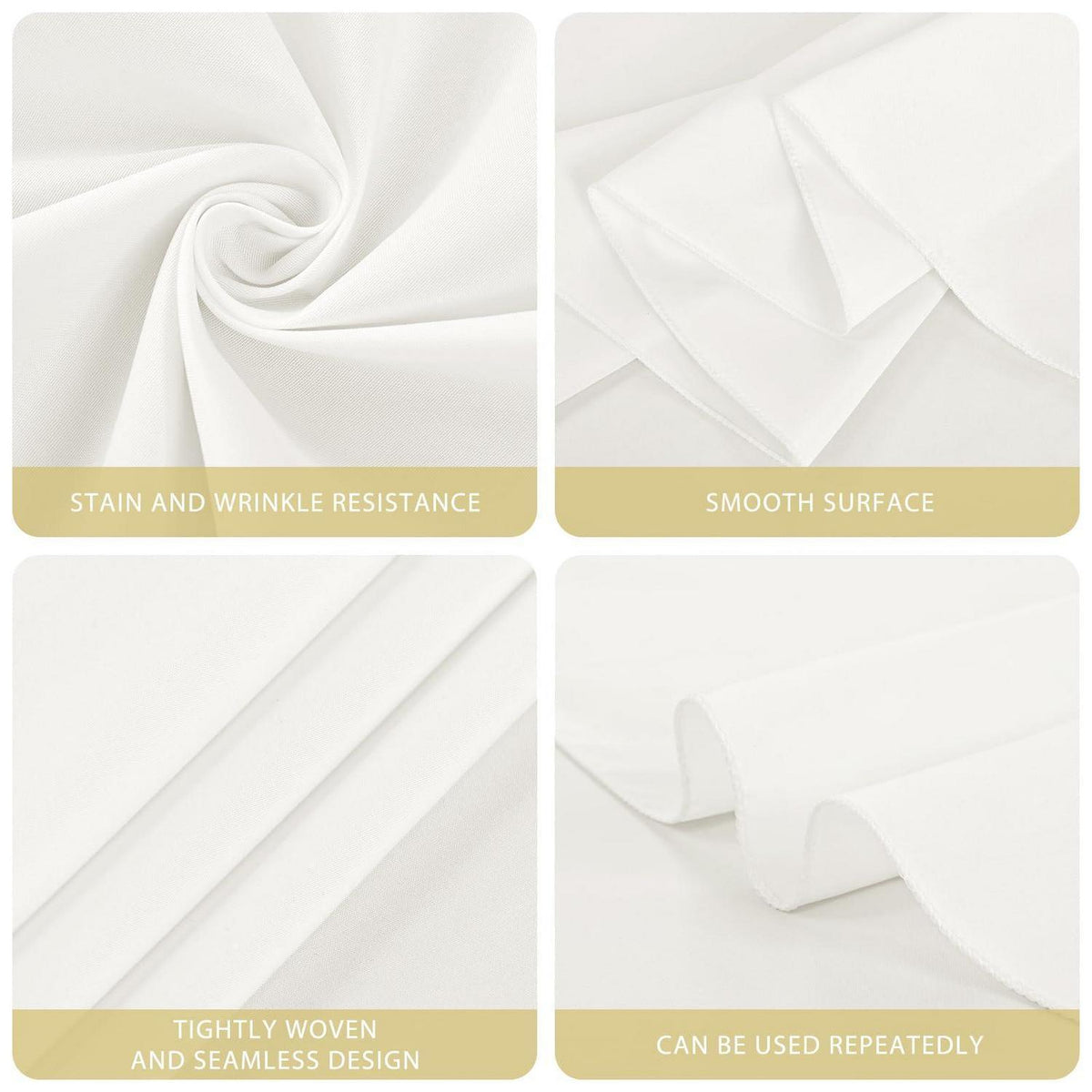 10er-Pack Elfenbein Tischdecken rund 90 Zoll Polyester