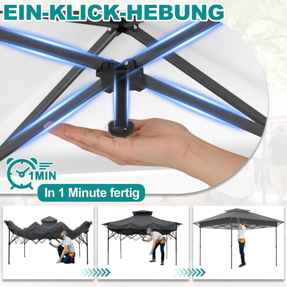 4x4 Pop-up Pavillon mit Moskitonetz & Doppeldach