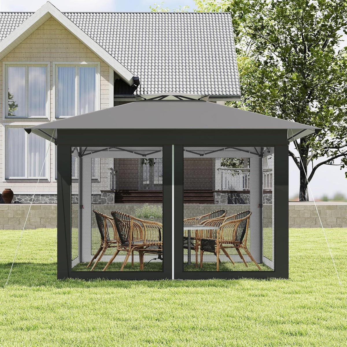 4x4 Pop-up Pavillon mit Moskitonetz & Doppeldach