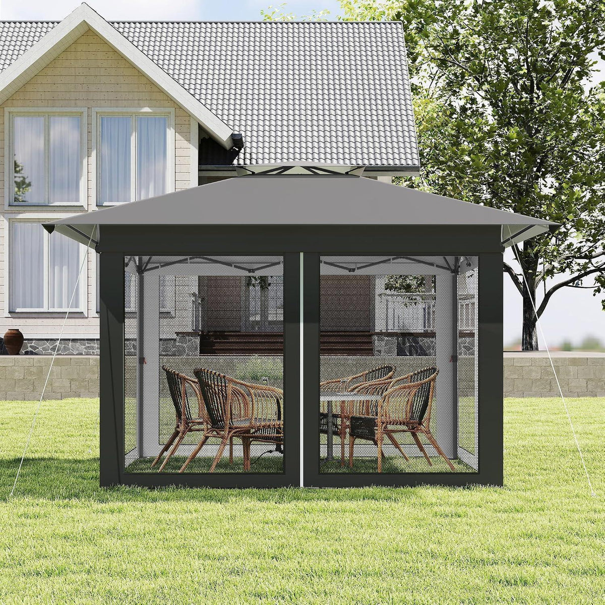 4x4 Pop-up Pavillon mit Moskitonetz & Doppeldach