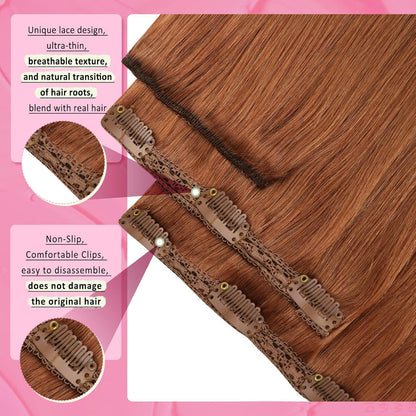 Rotbraune Echthaar Clip-in Extensions 60cm – Volumenspendend & Stylingfähig