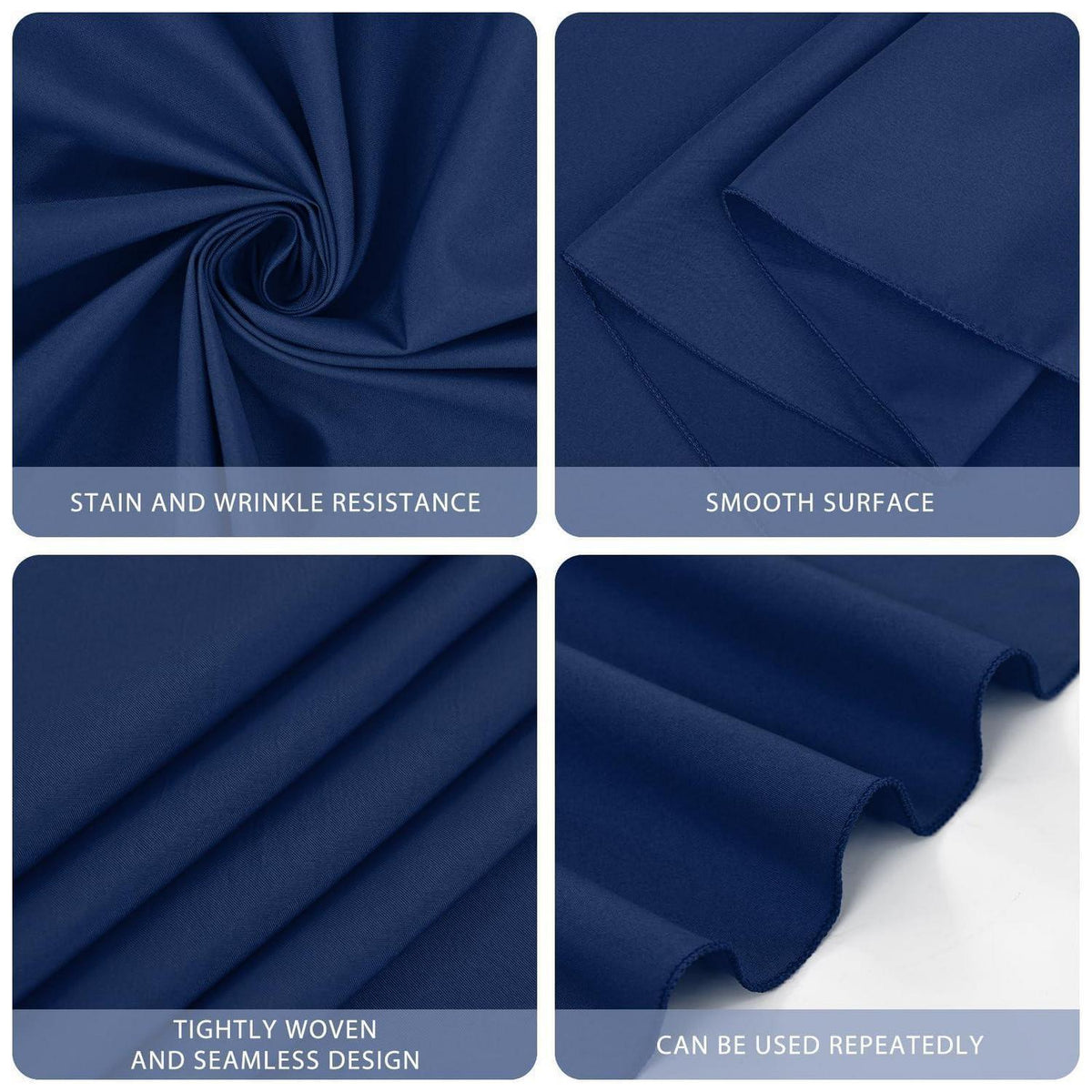 10er-Pack Navy Blau Runde Tischdecke 90 Zoll – Fleckenfest & Elegant
