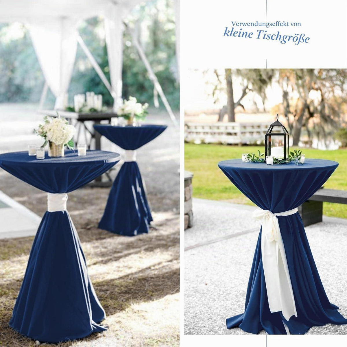 10er-Pack Navy Blau Rundtischdecke 305cm – Flecken- & Faltenresistent