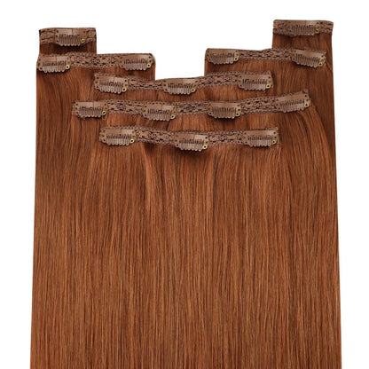 Clip-in Echthaarverlängerung rotbraun, 45 cm, 120g