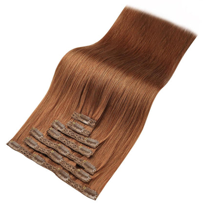 Clip-in Echthaarverlängerung rotbraun, 45 cm, 120g