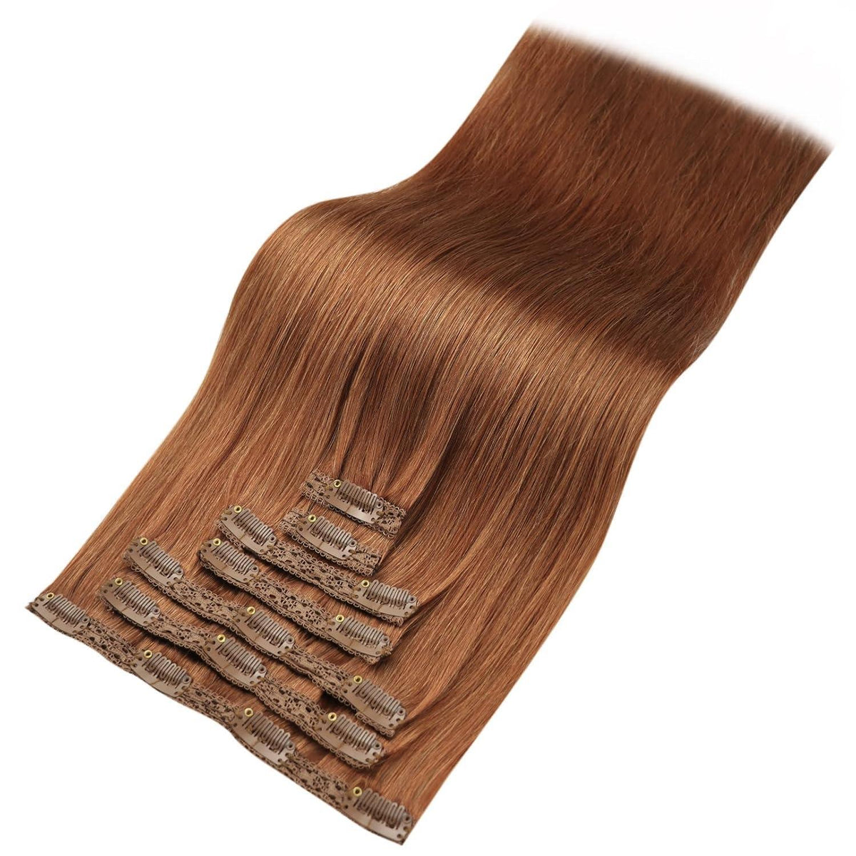 Clip-in Echthaarverlängerung 40cm Rotbraun – Salon Qualität