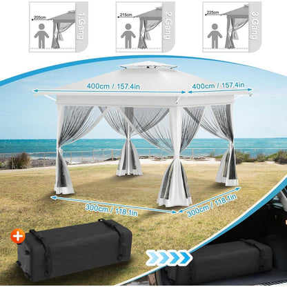 4x4 Pop-up Pavillon mit Moskitonetz & Doppeldach