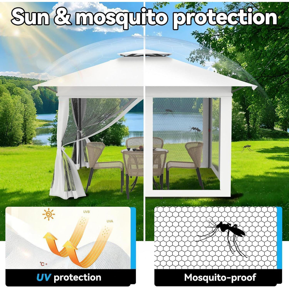 4x4 Pop-up Pavillon mit Moskitonetz & Doppeldach