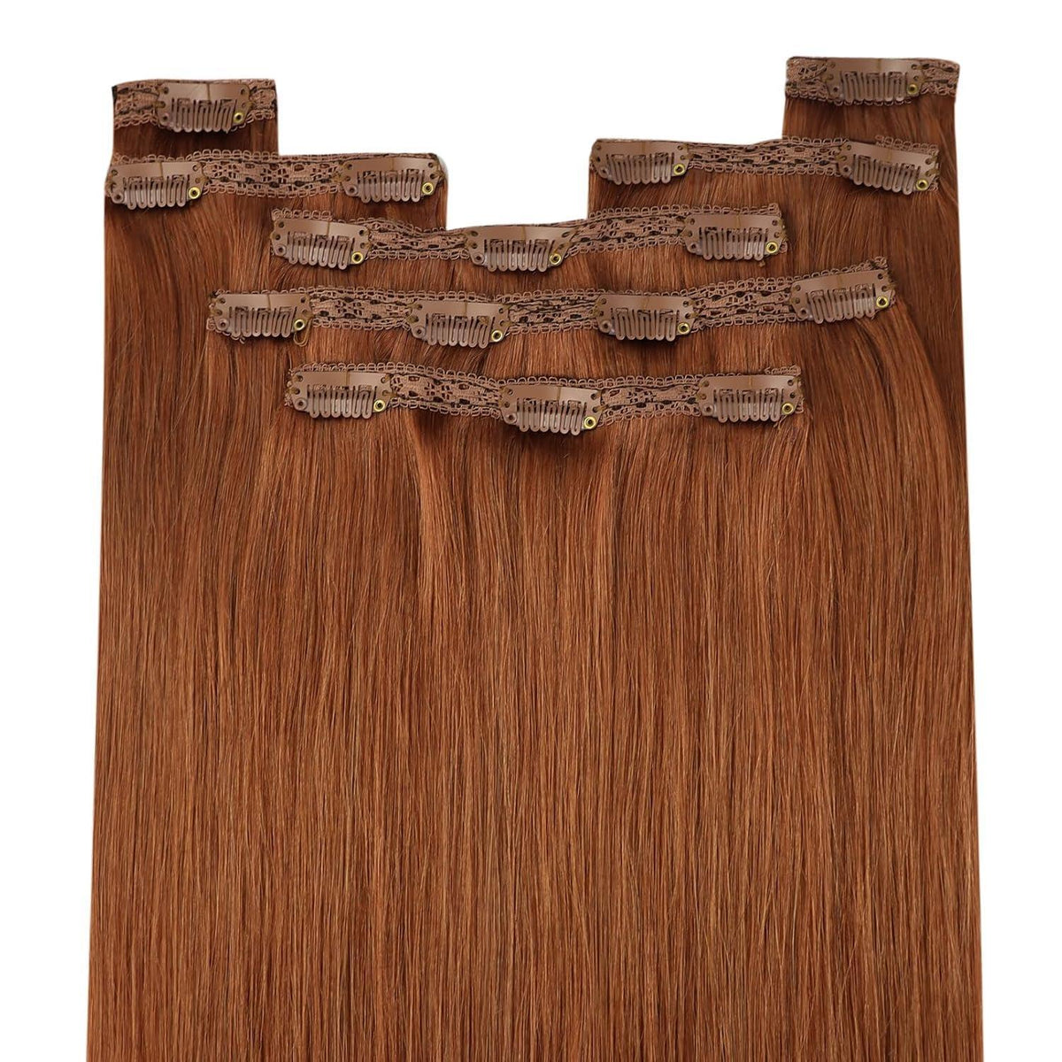 Clip-in Echthaarverlängerung 55cm – Kupferfarben, 120g