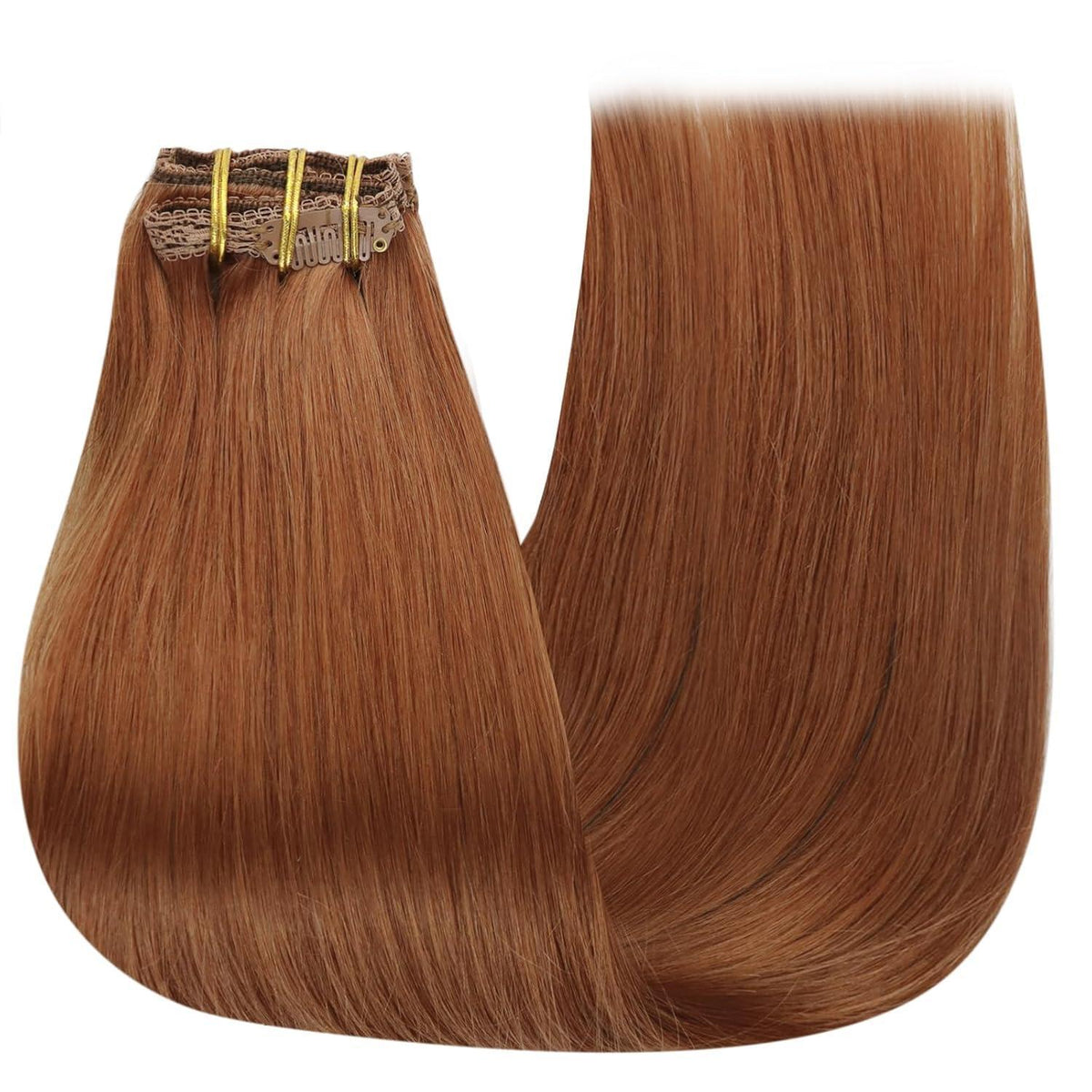 Clip-in Echthaarverlängerung 55cm – Kupferfarben, 120g