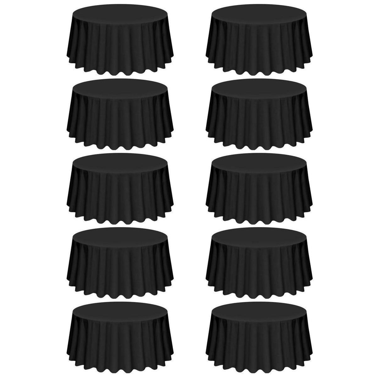 10er-Pack Schwarze Runde Tischdecken 305cm – Hochwertig & Vielseitig