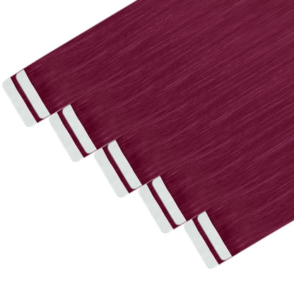 Burgundy Tape Extensions Echthaar 60cm - Remy Haarextension