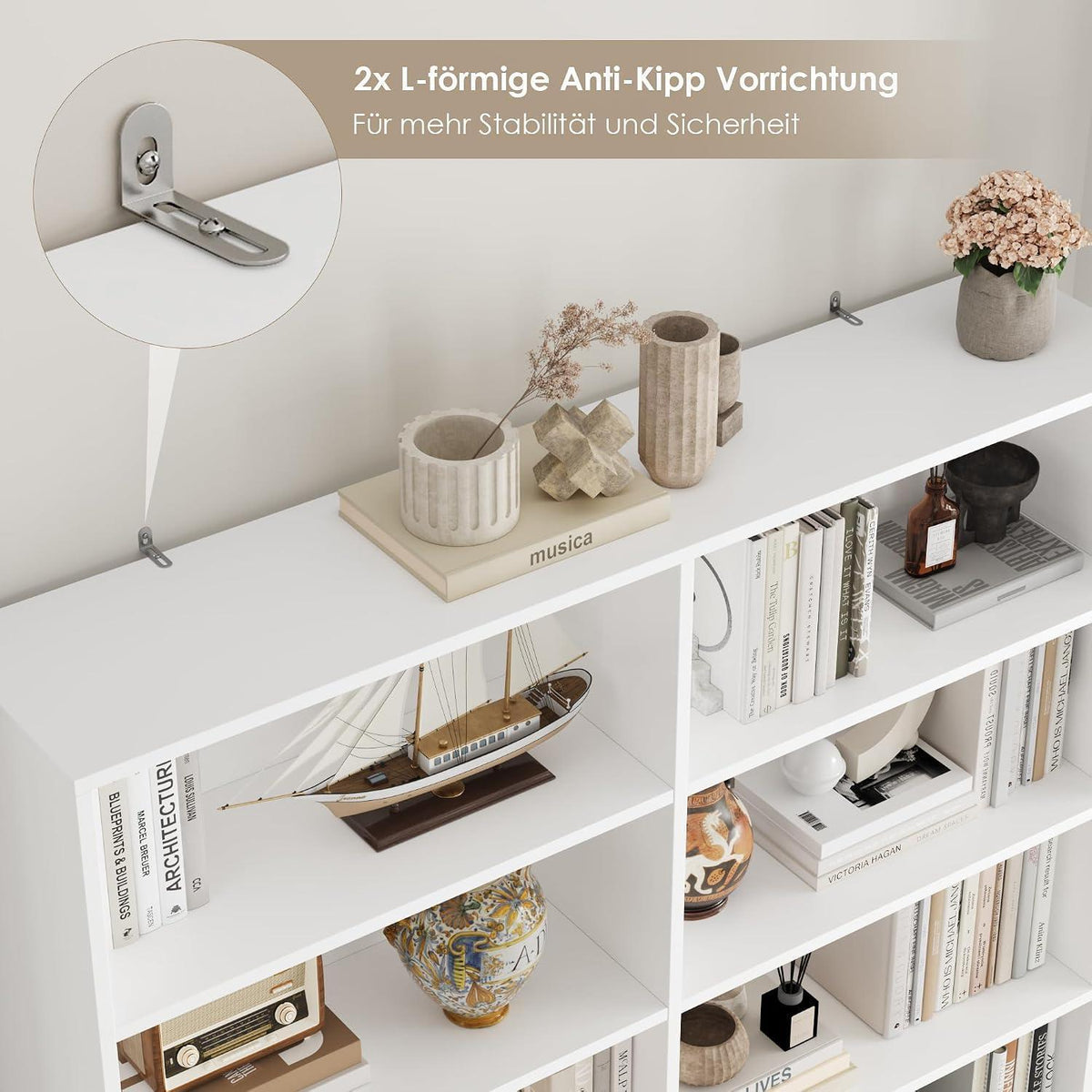 Bücherregal 12 Fächer – Weißes Standregal für Wohnzimmer & Büro