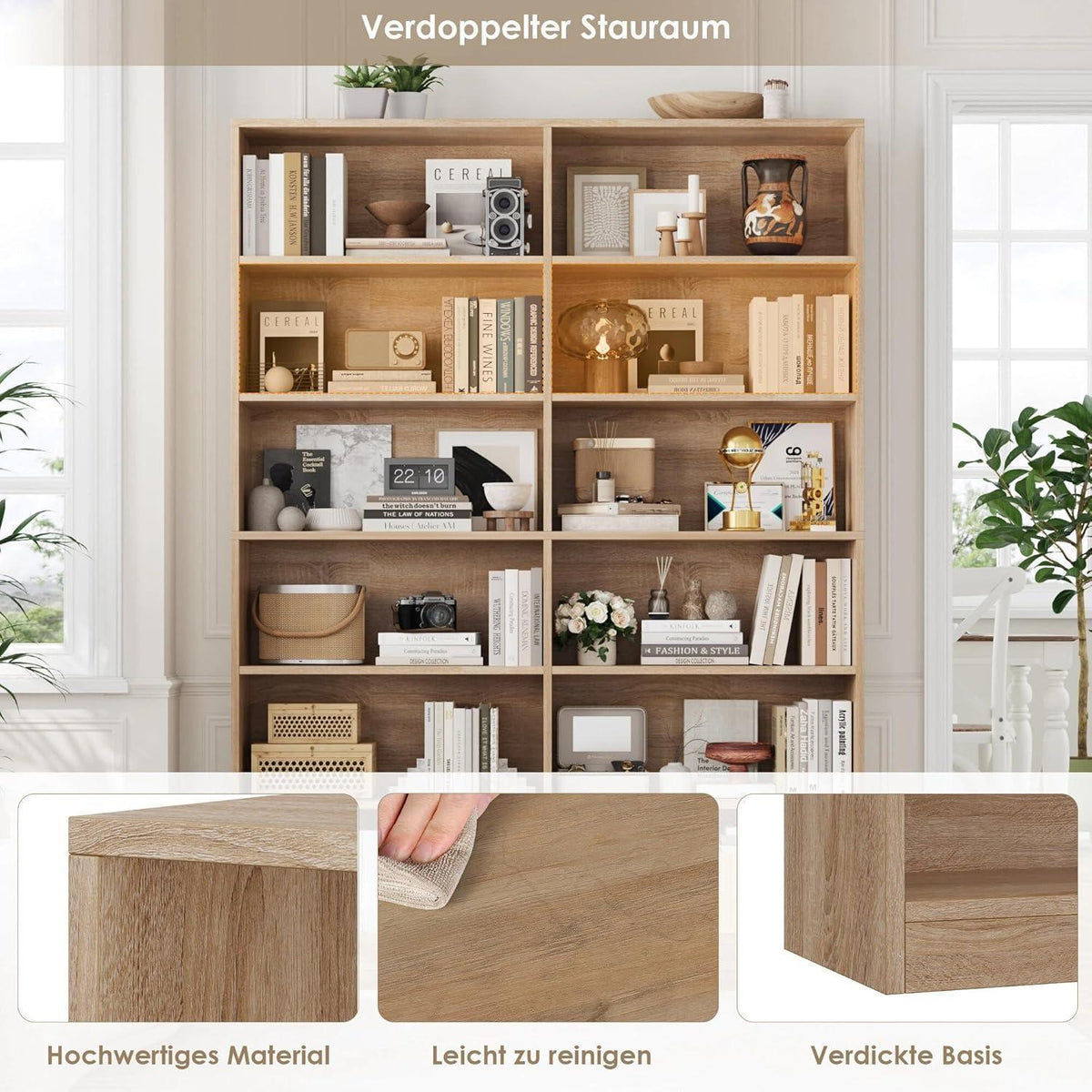 Bücherregal 12 Fächer Eiche – Standregal für Wohnzimmer & Büro