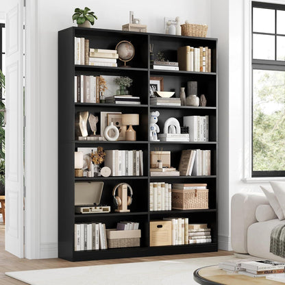 Bücherregal 12 Fächer – Standregal Schwarz für Wohnzimmer & Büro