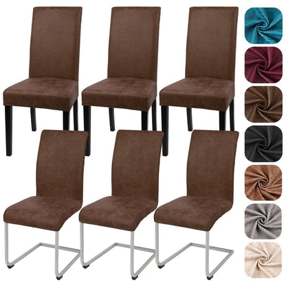 Stretch Stuhlhussen Sämischleder 6er Set Braun