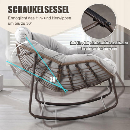 Rattan Schaukelstuhl Eiersessel Indoor Outdoor Wohnzimmer Balkon