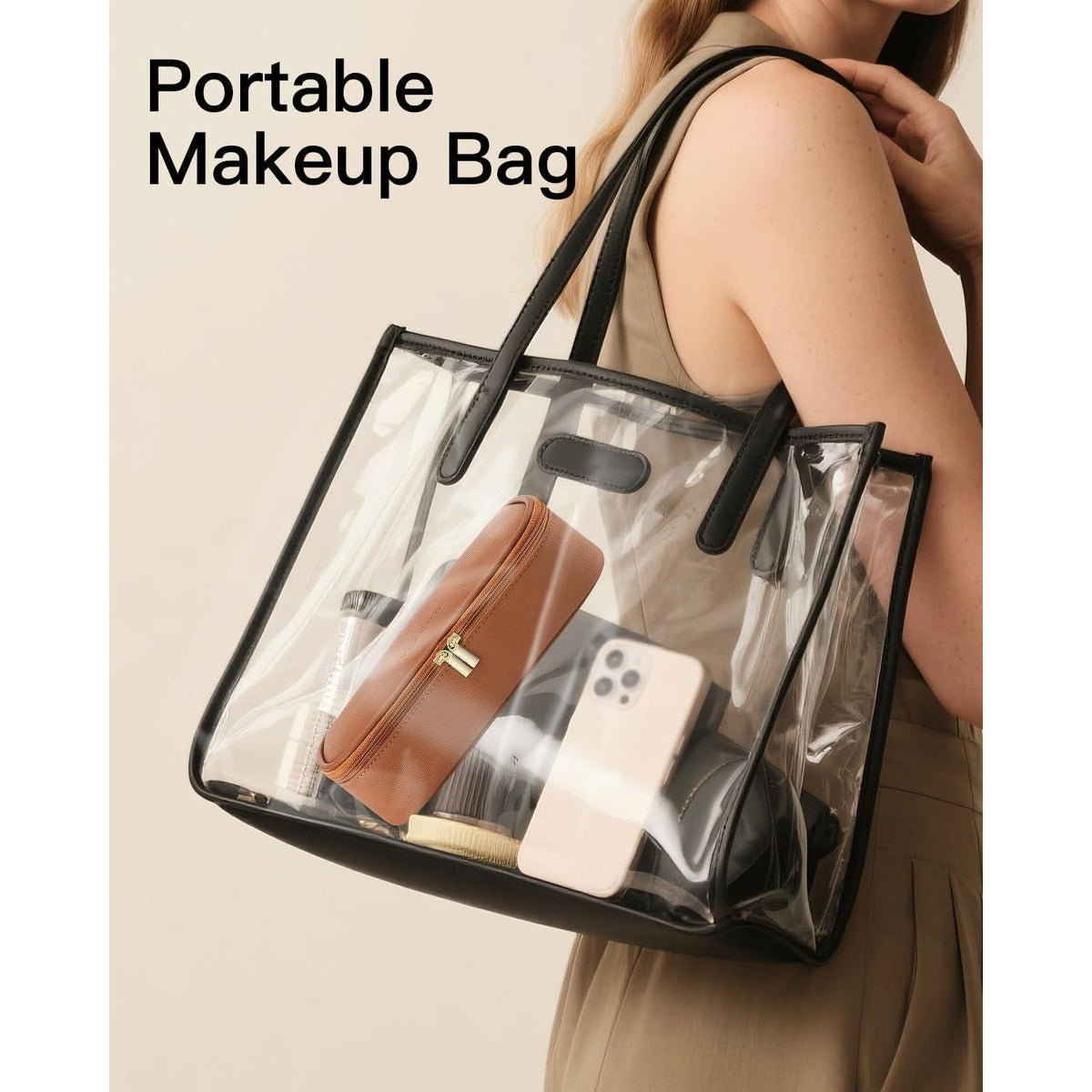 Kosmetiktasche Dunkelbraun Klein & Tragbar in Lederoptik
