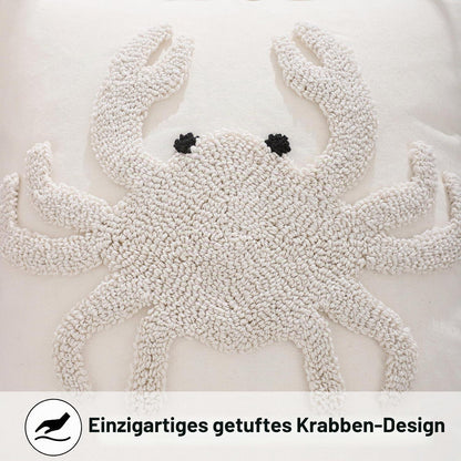 2x Kissenbezug Strand Krabbe Tufting 45x45 cm Sommerdeko