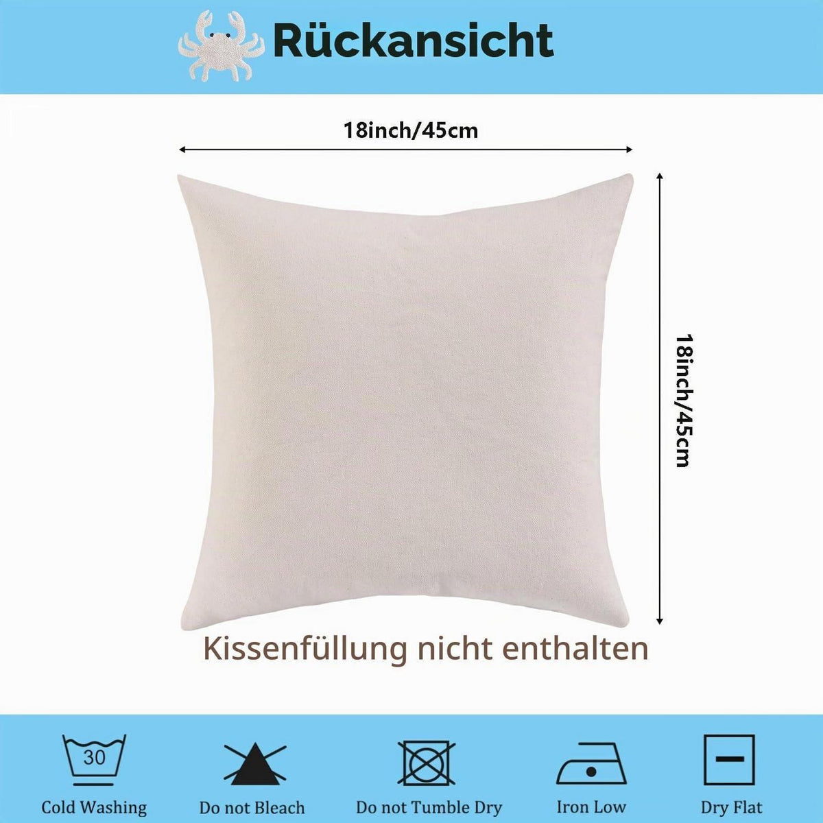 2x Kissenbezug Strand Krabbe Tufting 45x45 cm Sommerdeko