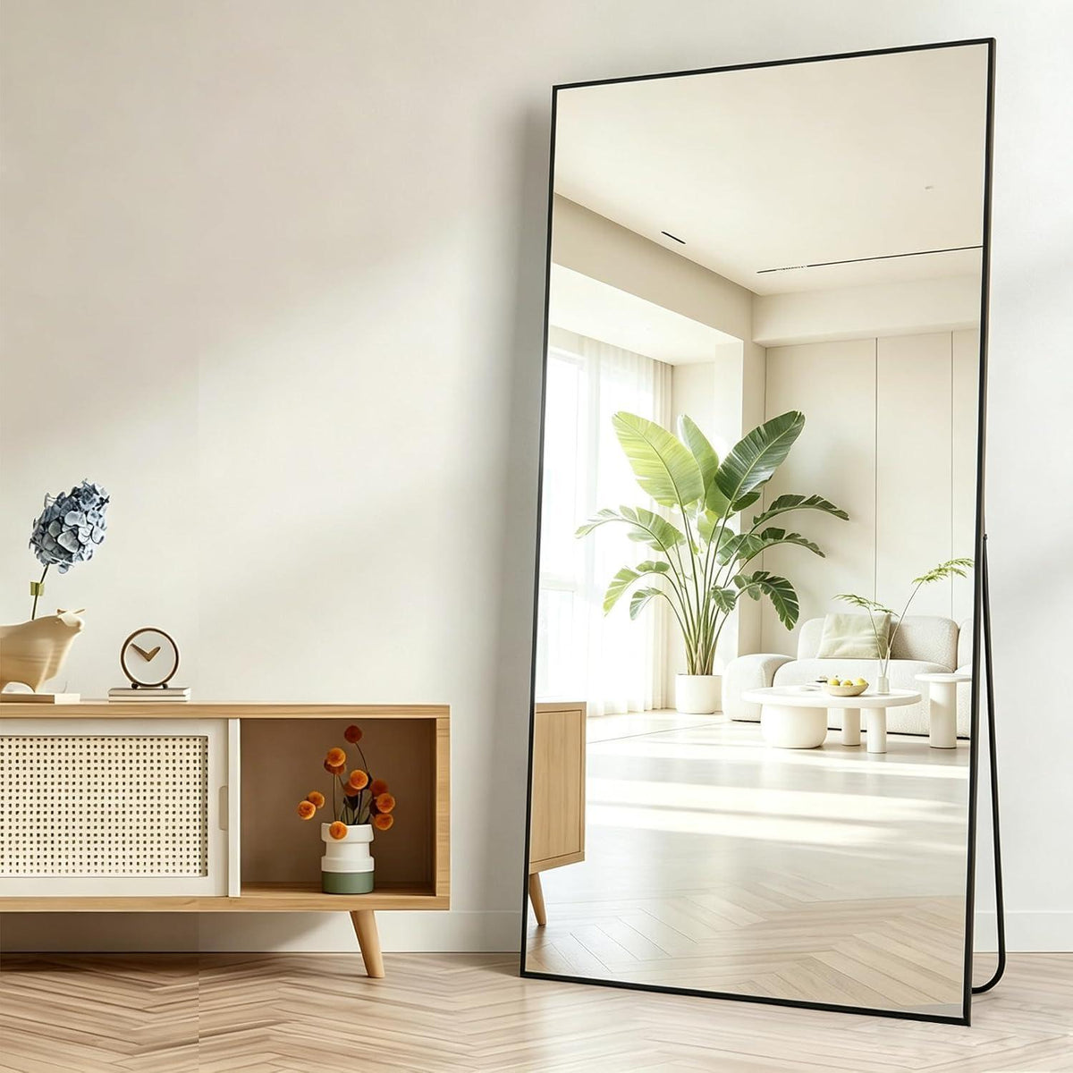 Ganzkörperspiegel 198x96 cm Schwarz – Moderner Standspiegel