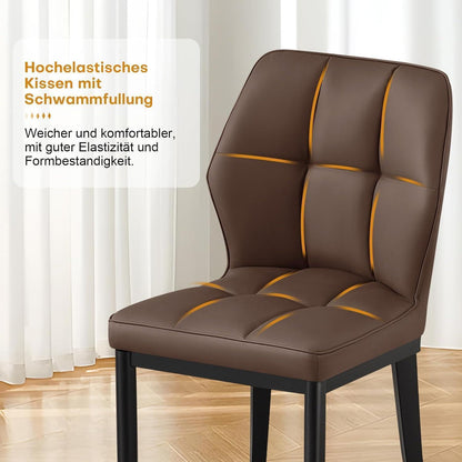 Esszimmerstühle 2er Set, Braun in Lederoptik