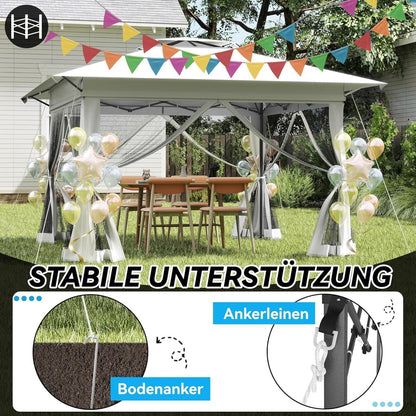 4x4m Faltpavillon mit UV-Schutz & Moskitonetz