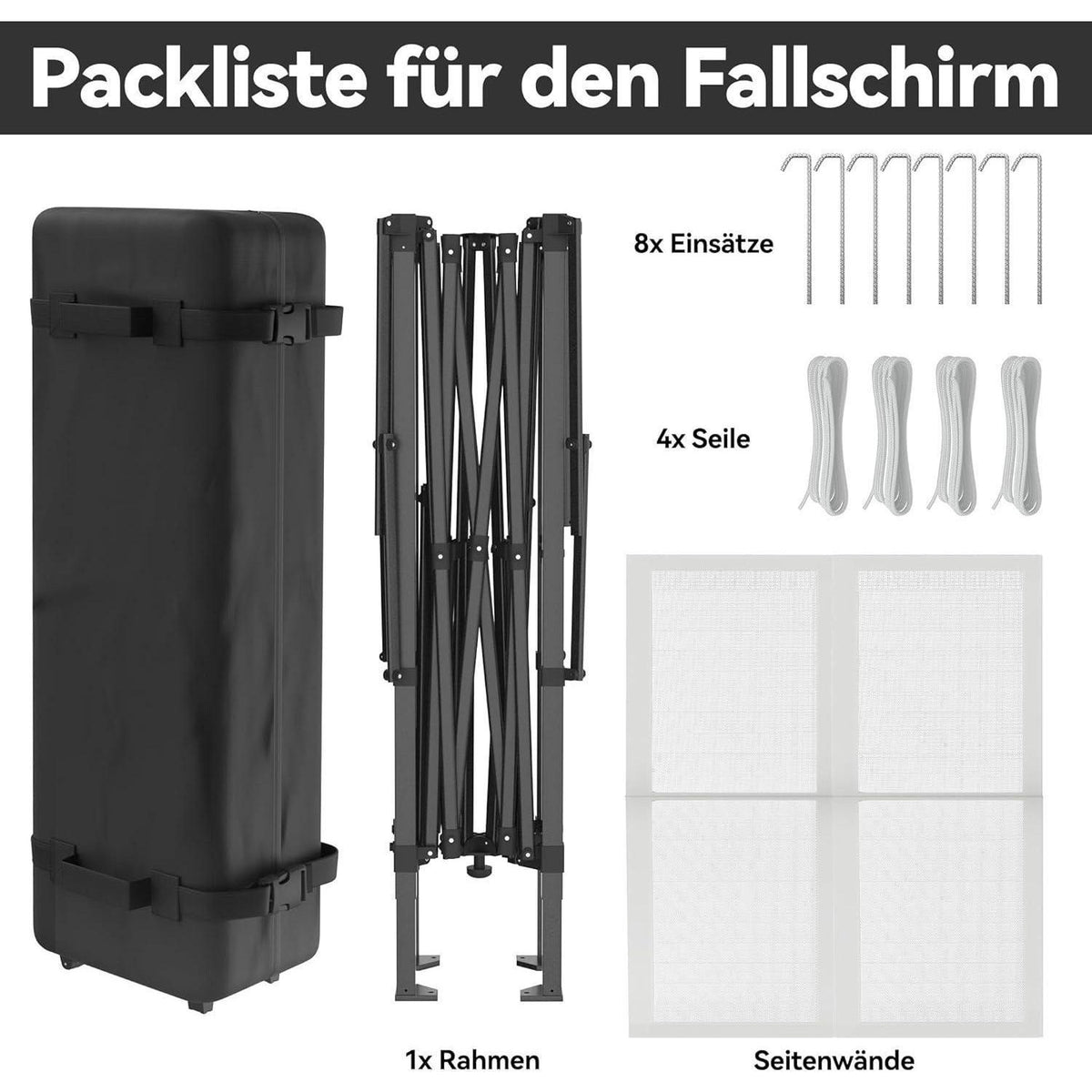4x4m Faltpavillon mit UV-Schutz & Moskitonetz