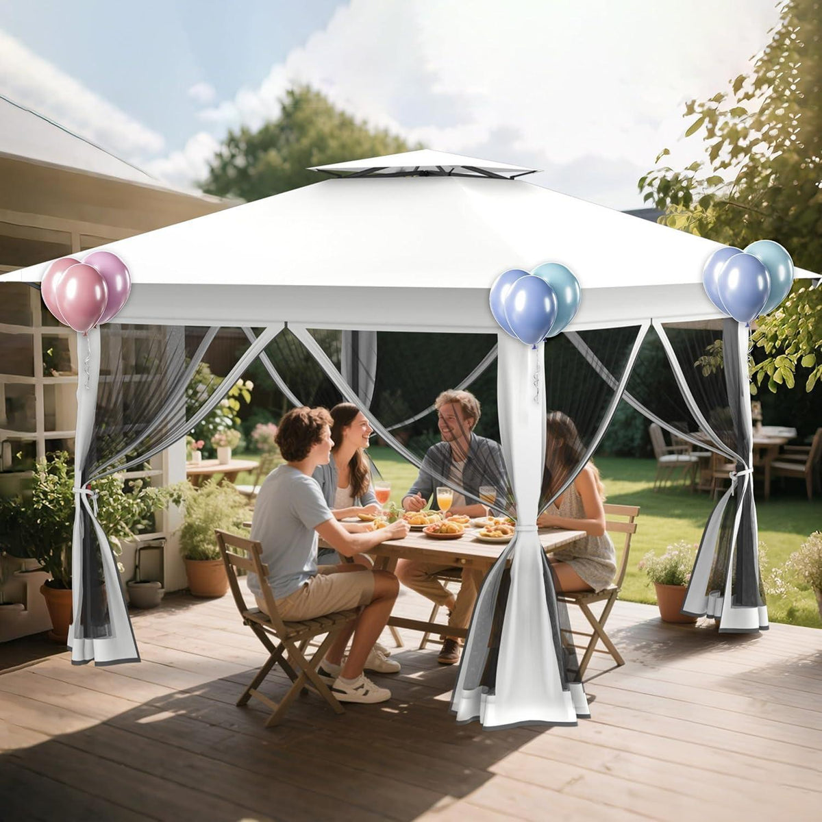 4x4m Faltpavillon mit UV-Schutz & Moskitonetz