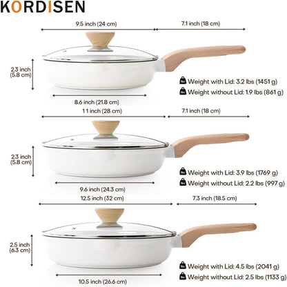 Keramikpfannen Set mit Deckel 3-teilig, Induktion, 24/28/32 cm
