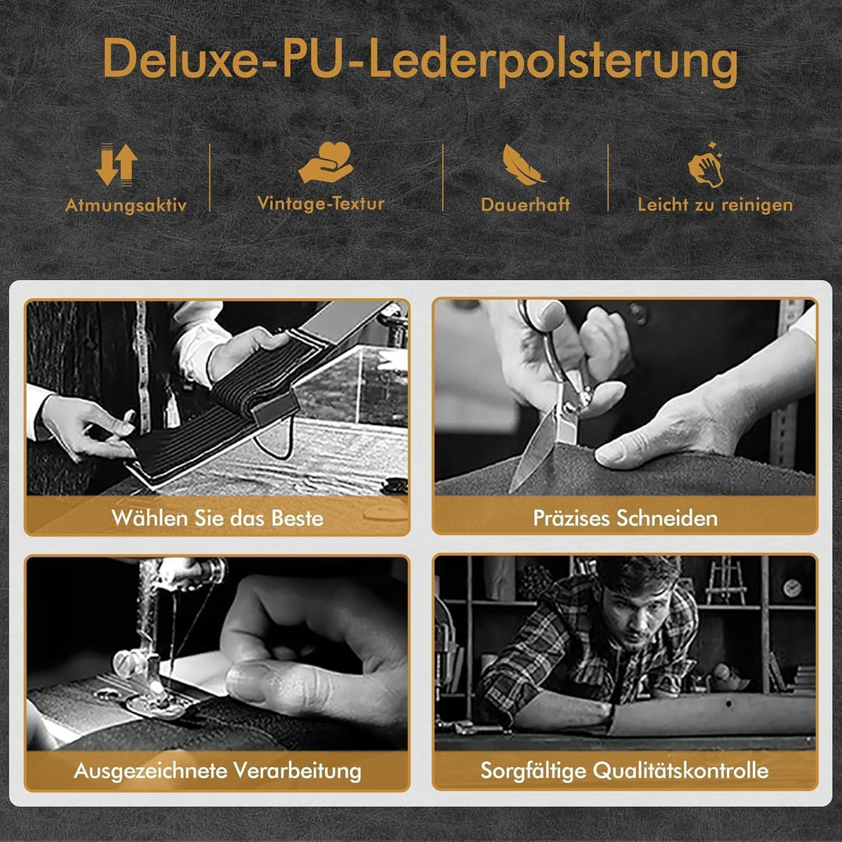 Barhocker Set 2er, Gepolstert, Drehbar, Dunkelgrau