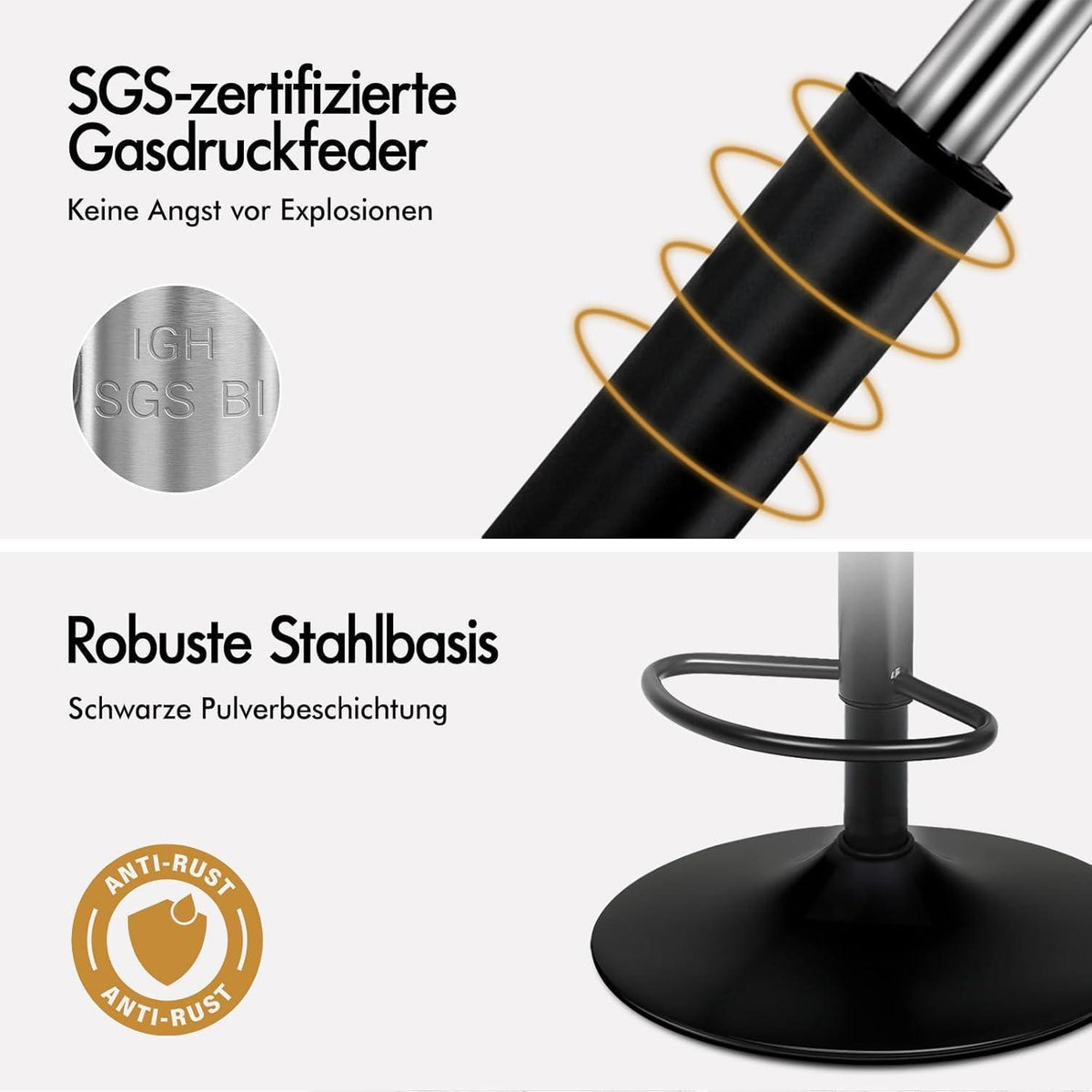 Barhocker Set 2er, Gepolstert, Drehbar, Dunkelgrau