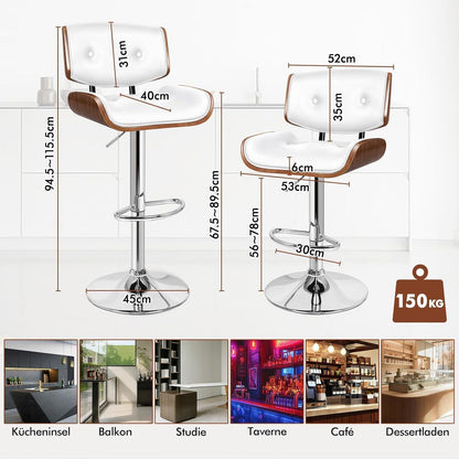 Verstellbarer Barhocker mit 360° Drehung – Weiß