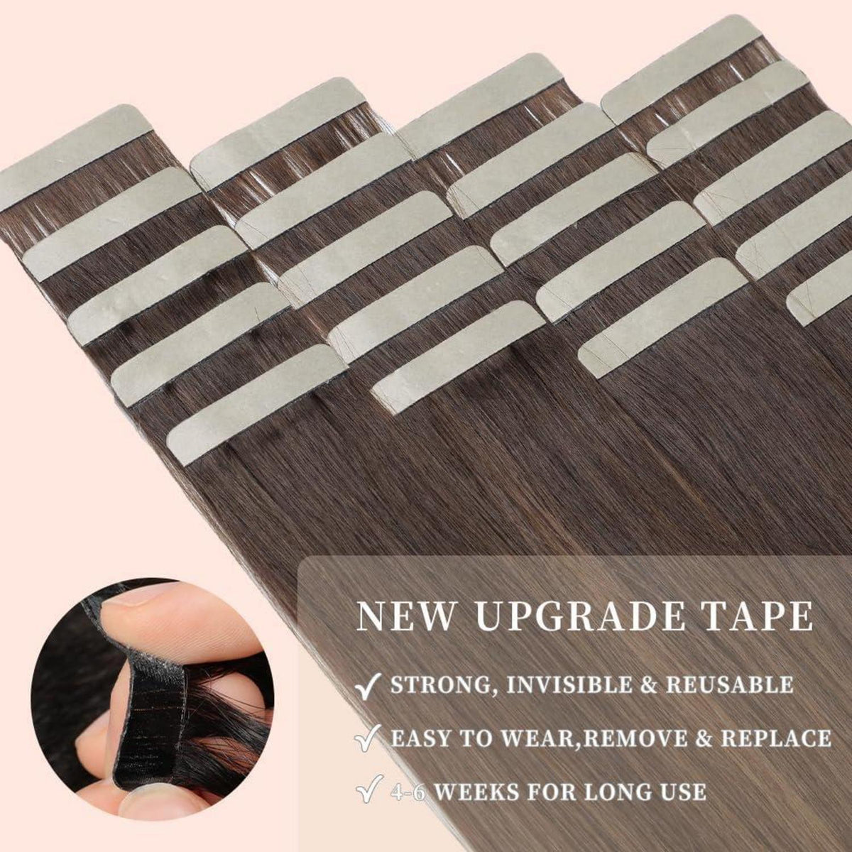 Echthaar Tape Extensions Braun Balayage 60cm (24 Zoll)