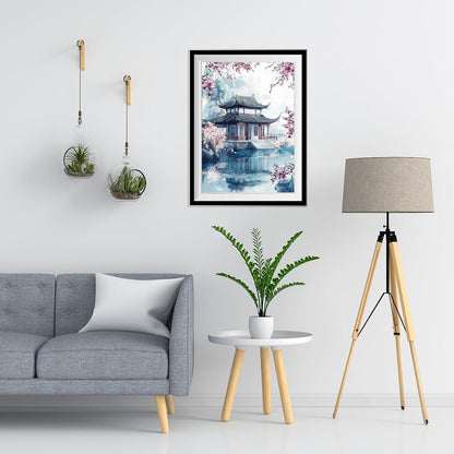 5D Diamantmalerei Chinesische Architektur – DIY Landschaftsbild