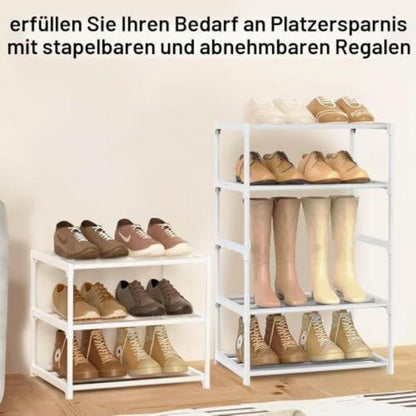 Schuhregal Schmal – 3 Ebenen, Metall & Weiß – Platzsparende Schuhablage
