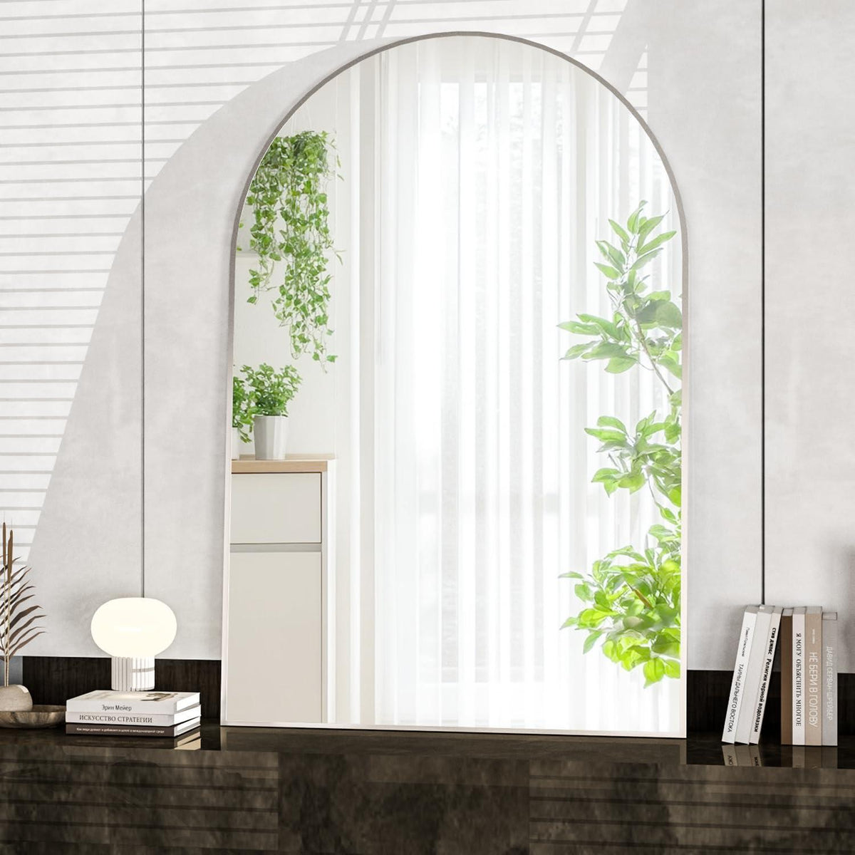 Gewölbter Wandspiegel 50x75 cm Silber – Badezimmer & Deko