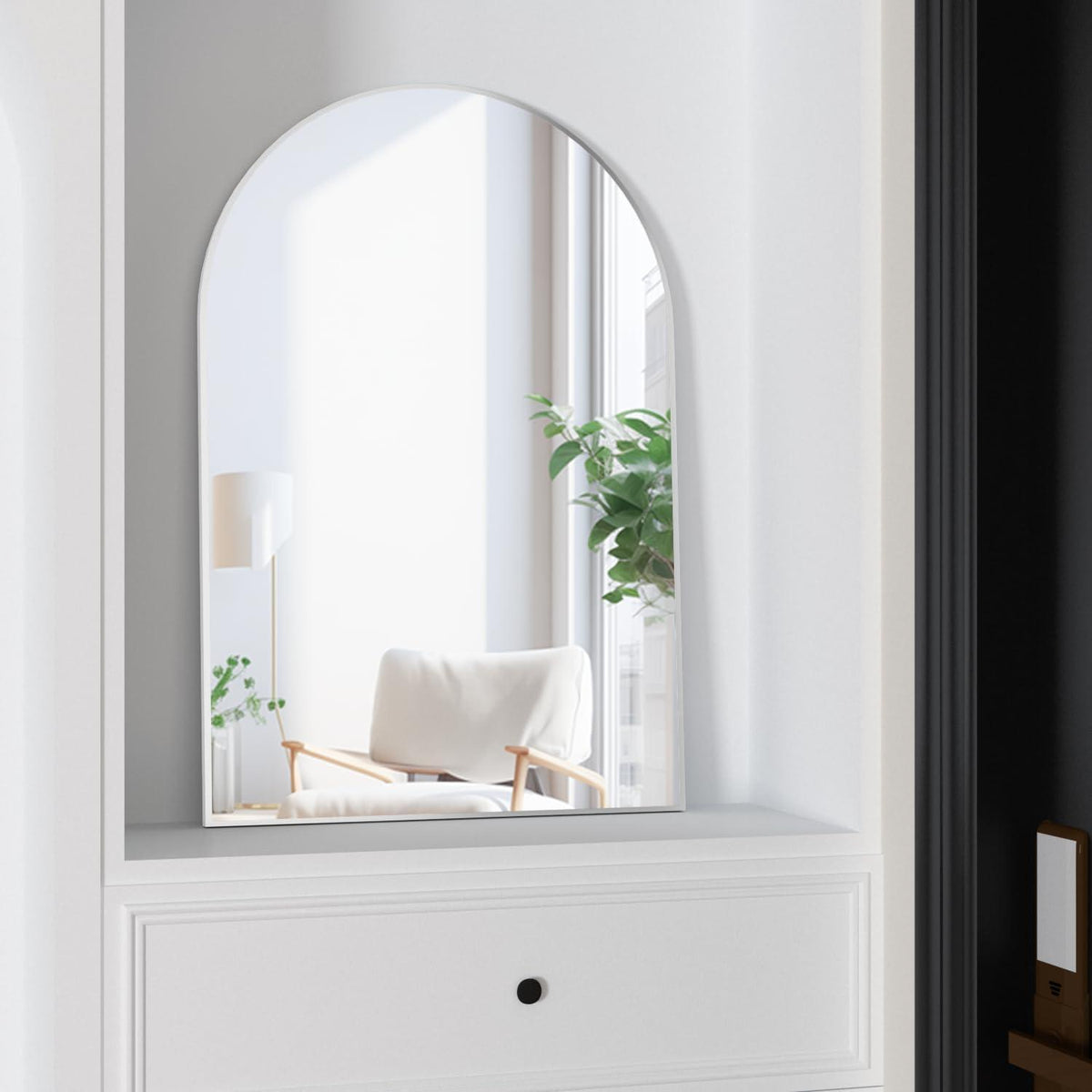 Gewölbter Wandspiegel 50x75 cm Silber – Badezimmer & Deko