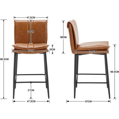 Barhocker Set 2er – Braun, Metallgestell in Lederoptik