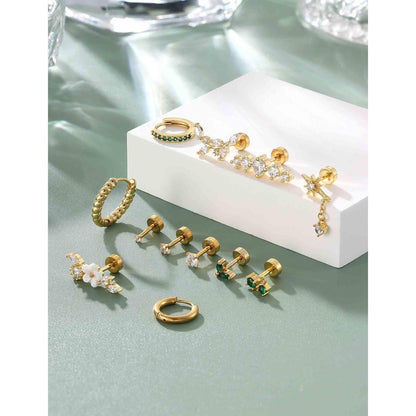 Helix Piercing Set | 12er Set Ohrringe Chirurgenstahl & CZ