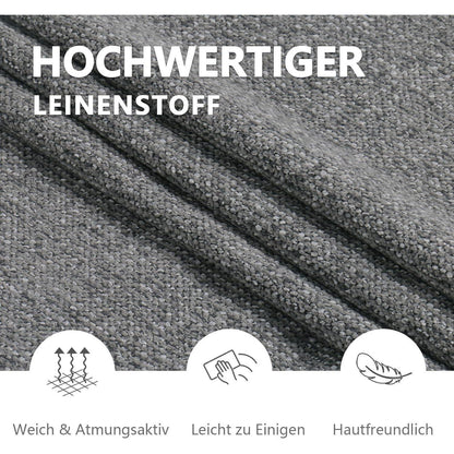 Esszimmerstühle 2er Set Dunkelgrau mit Armlehne & Leinenbezug