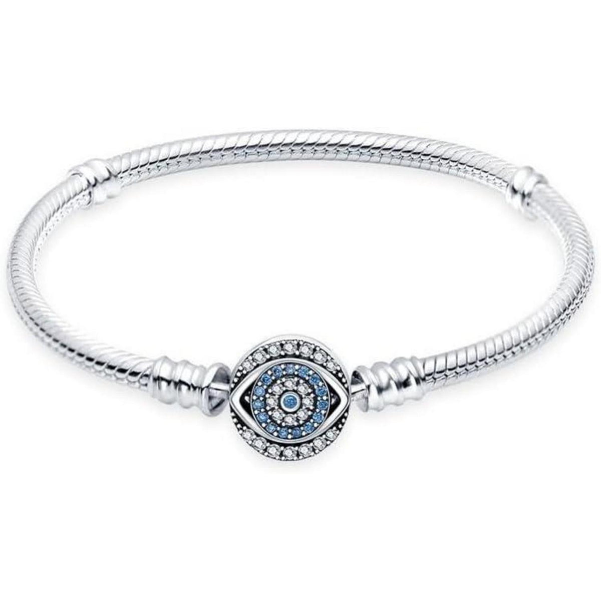 Sterling Silber Schlangen Gliederarmband mit Zirkonia, 19 cm
