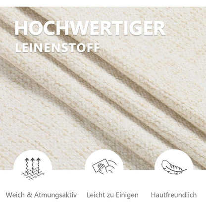 Esszimmerstühle 2er Set Beige mit Armlehne & Leinenbezug