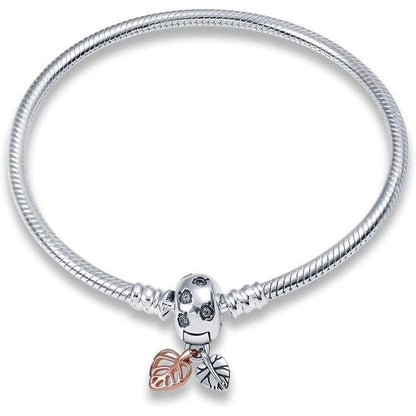 925 Sterling Silber Schlangen Gliederarmband mit Zirkonia, Damen Love Charm
