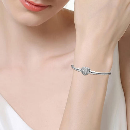 Sterling Silber Schlangen Gliederarmband mit Zirkonia, Damen Love Charm
