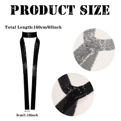 2er Set Pailletten-Schal glitzernd für Damen Schwarz/Silber