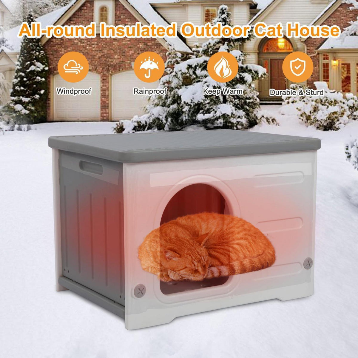 Isoliertes Katzenhaus Outdoor Winterfest mit Flachdach