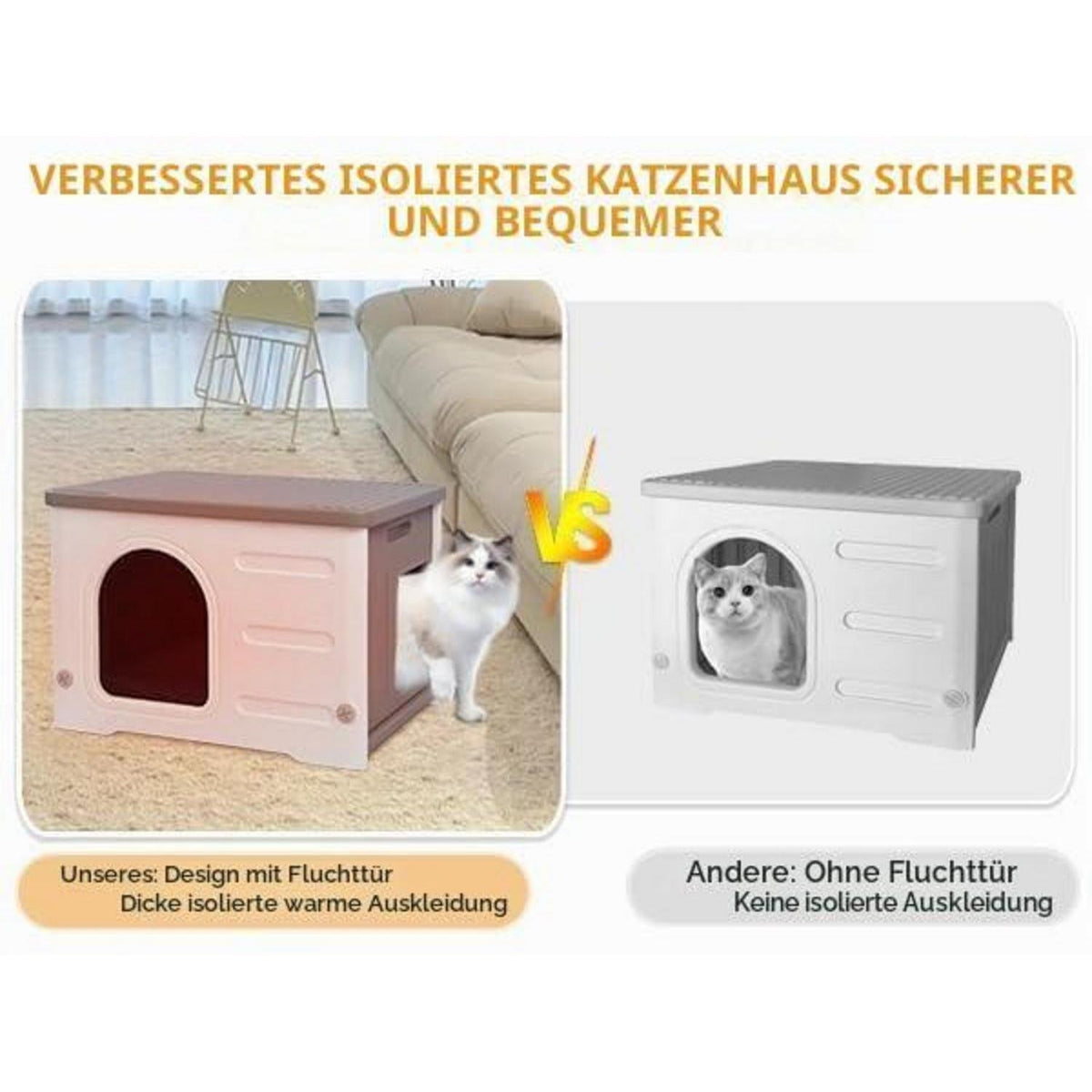 Isoliertes Katzenhaus Outdoor Winterfest mit Flachdach
