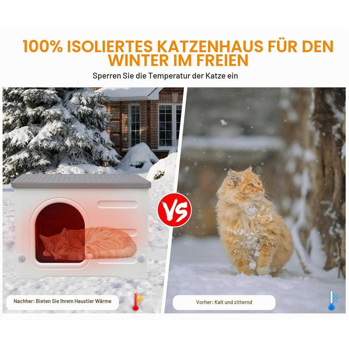 Isoliertes Katzenhaus Outdoor Winterfest mit Flachdach
